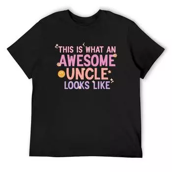 This Is What An Awesome Uncle Looks Like, Groovy In My Cool Uncle T-Shirt Cheap Stuff Oversized Mens Plain T Shirts S белый
