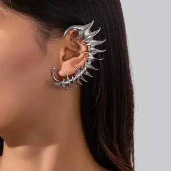 Серьги-клипсы из металла особой формы в виде шипов, позвоночника, панк-ветра, висячие серьги для мужчин и женщин