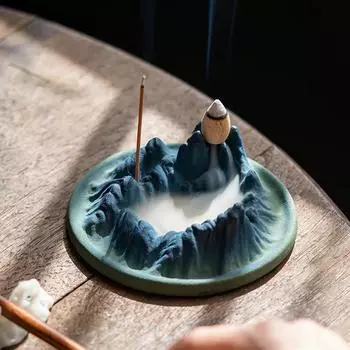 Thousands of Miles of Jiangshan Ceramic Plug-in Incense Burner Home Indoor Aromatherapy Stove Zen Ornaments Zen Decor Waterfall