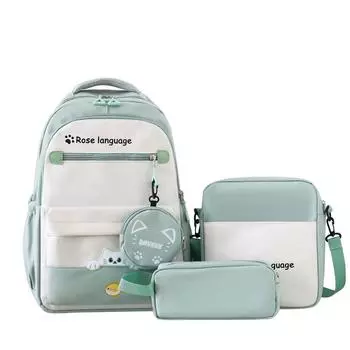 Three-Piece Backpack College Style Schoolbag Women s Large Capacity Backpack хаки