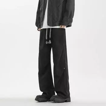Tie-dye Dirty Pants for Men s Scimitar Design Summer Wide-leg Straight Loose Casual Pants Spring and Autumn Style M