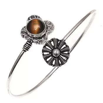 Tiger s Eye Gemstone Handmade Silver Jewelry Cuff Bracelets 7 Adjustable