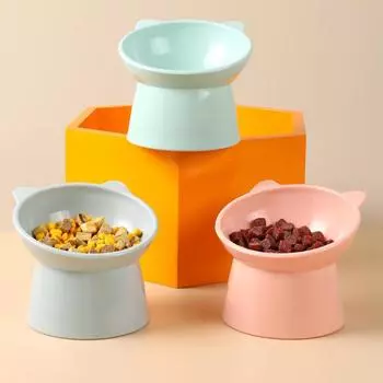 Tilted Cat Food Bowl Elevated Cat Bowl Ergonomic Cat Food Dish Anti Vomiting Raised Pet Feeder Bowl Non Slip for Flat- Faced Cat розовый