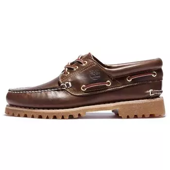 Timberland 3 Eye Boat Повседневные кожаные туфли Низкие мужские туфли Темно-коричневые 30003020 39.5