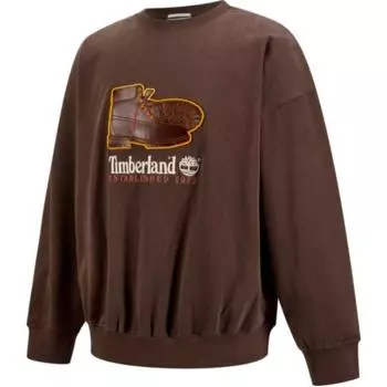 Timberland AF New Box Fit Badge Letter Round Neck Fashion Versatile Pullover Sweatshirt Unisex sweatshirt Brown A661B-243 XL