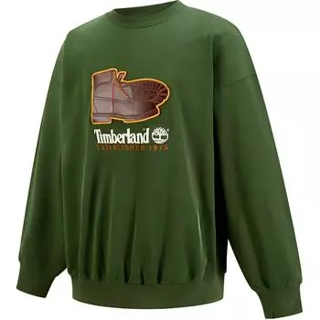 Timberland AF New Box Fit Badge Letter Round Neck Fashion Versatile Pullover Sweatshirt Unisex Sweatshirt Green A661B-EIN XS