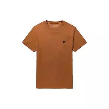 Timberland Classic Embroidered Crew Neck Comfortable Slim Fit Short Sleeve T-Shirt Men Tops Medium-Brown A2EKJ-K43 S