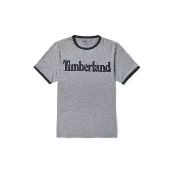 Timberland Футболка с коротким рукавом и принтом логотипа Color Block Collar, мужские топы, серые A2B86052 S