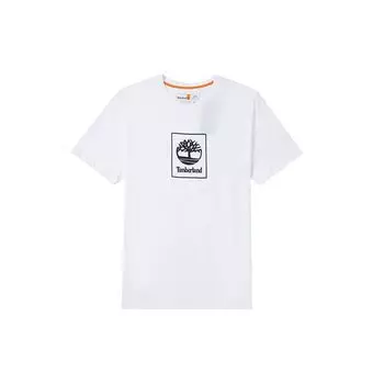 Timberland Футболка с логотипом и принтом, простая, модная, спортивная, с круглым вырезом, свободная, с коротким рукавом, с заниженной линией плеч, мужская, белая A5PJV100 XL