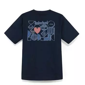 Timberland Heart Print Knit Crew Neck Short Sleeve Breathable Nautical T-Shirt Men T-Shirts Navy-Blue A5NZZ433 XXS