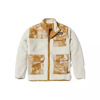 Timberland Куртка-стойка с цветными блоками и застежкой-молнией, унисекс, винтажно-белая A6B36-CM9 L