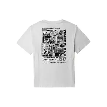 Timberland Letter Logo Printed Crew Neck Short Sleeve T-Shirt Unisex Tops White A27V8-100 XL
