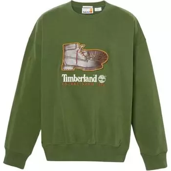 Timberland Letter Pattern Printed Crew Neck Pullover Sweatshirt Unisex sweatshirt Green TB0A661BEIN1 M