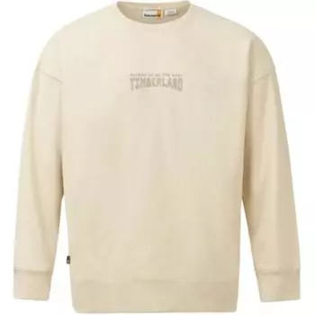 Timberland Letter Print Crew Neck Loose Fit American Style Solid Color Long Sleeve Sweatshirt Men sweatshirt Ivory TB0A5RN6EFL1 S