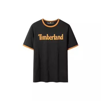 Мужская футболка Timberland с круглым вырезом, с принтом букв, для активного отдыха, повседневная, с коротким рукавом, топы, черная A6RKS-P56 L
