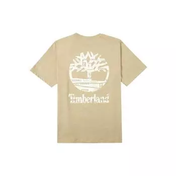 Timberland Letter Print Round Neck Short Sleeve Drop Shoulder T-Shirt Unisex T-Shirts Licorice-Yellow A6QGS-DH4 S