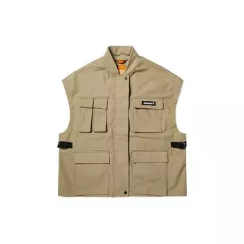 Timberland Logo Hidden Zipper Vest Women Vests Cane-Yellow A6A89-DH4 L