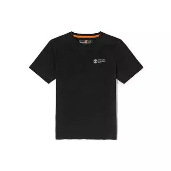 Timberland Logo Terrain Pattern Print Round Neck Short Sleeve Drop Shoulder T-Shirt Men T-Shirts Black A6215-001 L