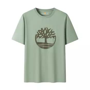 Timberland Outdoor Casual Breathable Big Logo Round Neck Short Sleeve T-Shirt Men Tops Light-Green A6281-EC6 XL
