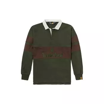 Timberland Outdoor Remix Special Edition Letter Logo Color Block Long Sleeve Polo Shirt Unisex tops Green A5UTF-U31 L