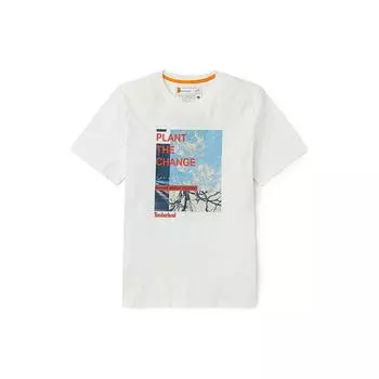 Timberland Pattern Printed Knit Casual Crew Neck Short Sleeve T-Shirt Men T-Shirts White A62JN-100 M