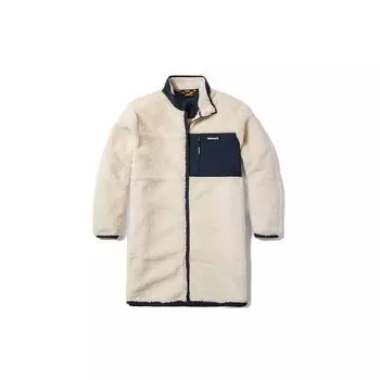 Timberland Pocket Spliced Stand Collar Long Fleece Outdoor Loose Jacket Women jackets White Deep-Sapphire-Blue A68WS-W90 M