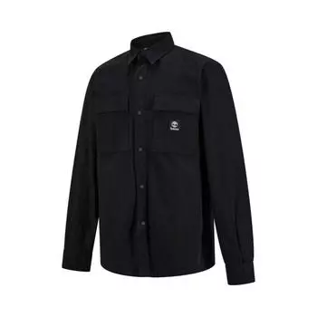 Timberland Polo Collar Casual Multi-Pocket Solid Color Single-Breasted Long Sleeve Shirt Unisex shirts Black A683K XL