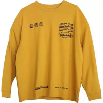Timberland Round Neck Loose Casual Letter Breathable Dopamine Long Sleeve T-Shirt Unisex Tops Yellow A65XU-EFM L