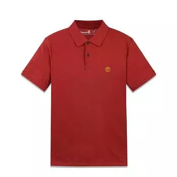 Timberland Slim Fit Split Hem Design Breathable Embroidered Logo Polo Shirt Men tops Chili-Oil A69Z7DV5 S