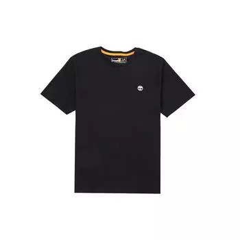 Timberland Solid Color Micro Logo Sports Casual Round Neck Short Sleeve Drop Shoulder T-Shirt Men Tops Black A6DKU-001 XS