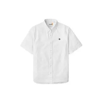 Timberland Ss24 Solid Logo Outdoor Casual Удобная дышащая рубашка с коротким рукавом Мужские рубашки белого цвета A24V7-A94 S