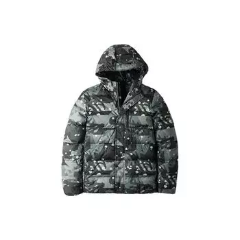 Timberland Теплая мужская куртка-пуховик с капюшоном и камуфляжным принтом, серо-камуфляжная A1NDO-M87 S