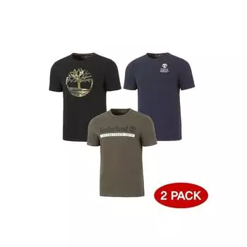 Timberland [Timberland] [2pack] Logo PrinT ShorT Sleeve T shirT 3 Types Choose 2 TbseT002 Q0e5000003967 Khaki 00S/Khaki 00S