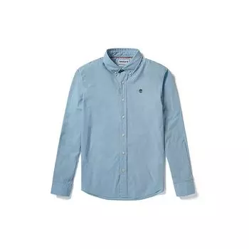 Timberland Вышитый логотип Slim Fit Casual Double Layer Cuff Long Sleeve Shirt Men Shirts Sky-Blue A2ERT-940 XXL