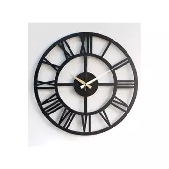 Time Collection Плоские римские цифры Декоративные настенные часы (черный)