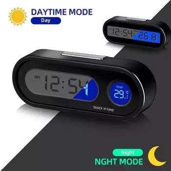 Time/temperature Car Instrument Mini Car Electronic Clock Time Auto Clocks Luminous Thermometer Lcd Backlight Digital Display