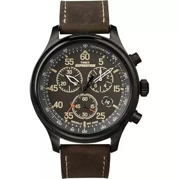 [Timex] TIMEX expedition field хронограф черный циферблат коричневый кожаный ремень T49905 мужские [Регулярно импортируемый продукт]