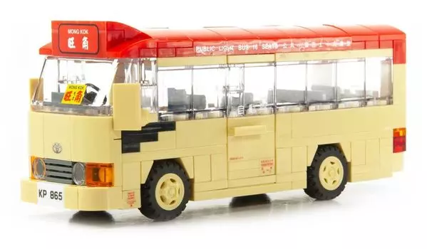 Tiny Block V04 Hong Kong Toyota Coaster Red Minibus Building Blocks 203 Pieces