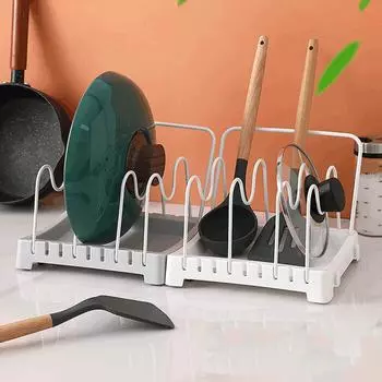 Тип кухонного сиденья Полка для кастрюли и крышки Стеллаж для хранения кухонных принадлежностей серый
