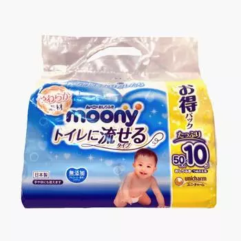 Тип moony, который можно смывать в унитаз сменный блок 500 листов x [Влажные салфетки], (50 10)