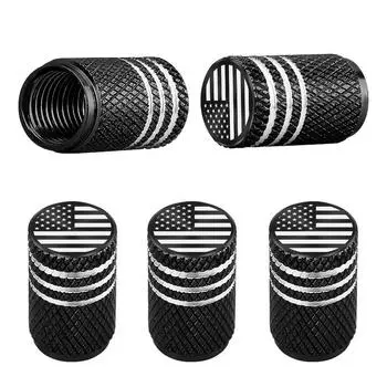Tire Stem Cap Cover 4 Pack Tire AirCap Metal With Plastic Liner Resistant Leak-Proof For Car Truck 4PC One Size чёрный