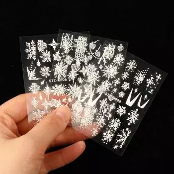 Тисненые снежинки 5D наклейки для ногтей дизайн маникюра DIY украшения для ногтей наклейки для дизайна ногтей