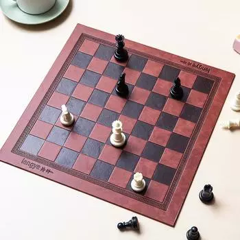 Тисненый дизайн, кожаный коврик для международных шахматных настольных игр, шашки, универсальная шахматная доска, подарок на день рождения, кукла, ковер, коврик для стола