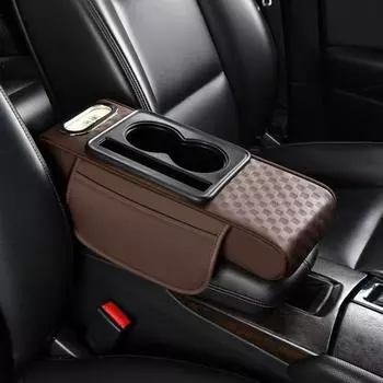 Tissue Box Center Console Armrest Cushion Nappa Leather Arm Rest Heightening Pillow Auto Interior Coffee S