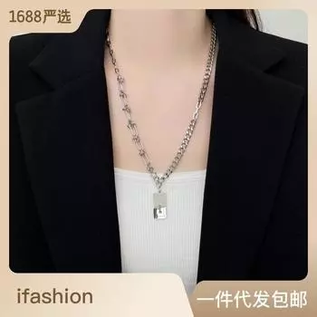 Titanium Steel Necklace Female Style Design Smart Pendant Street Hip Hop Stacked Collarbone Handmade Chain Female