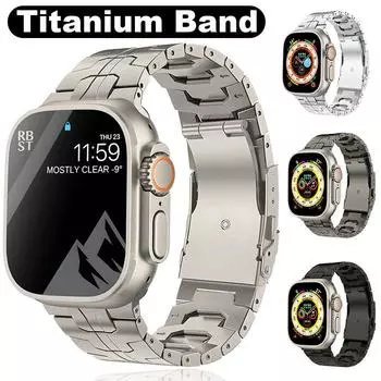 Титановый ремешок для часов для Apple Watch 9 8 7 6 5 SE Ultra 1 2 44/41/45/49 мм, роскошный мужской спортивный ремешок