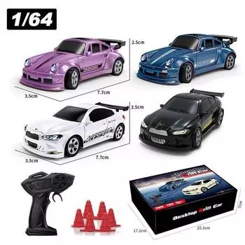 TK Cross-border Explosions Half Scale 1/64 Mini RC Remote Control Car 2.4G Drift Car Toy With Lights Boy Toy FQD25 чёрный
