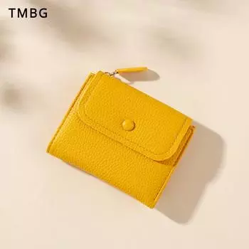 TMBG Весенний новый многофункциональный короткий кошелек Модный кошелек из искусственной кожи для девочек Студенческий карман для мелочей Сплошной цвет с пряжкой на молнии Держатели для карт Леди Кошелек для монет красный