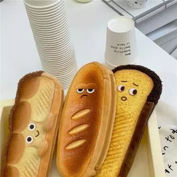 Toast Bread Pen Box Bread Plush Pen Pouch Stationery Box Bread Toast Pencil Case Student Gift style 2