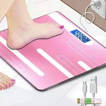 Точные электронные весы для веса человека, USB-зарядка, квадратные цифровые электронные весы для ванной комнаты, прецизионные мини-весы для веса тела USB charging Scale I
